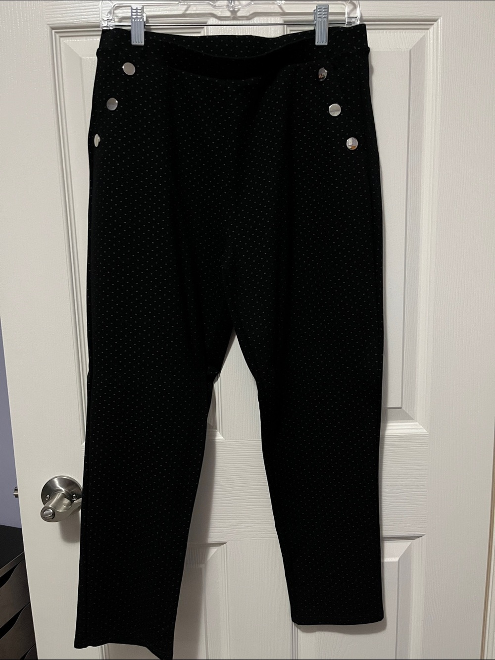 Women's Stretchy Skinny Dress Pants Black Functional Pockets Office Casual